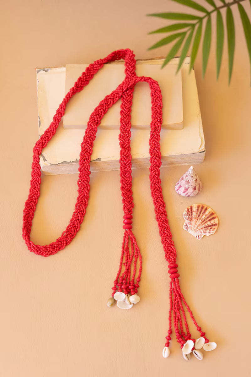 Saffron Seeded-Bead Belt