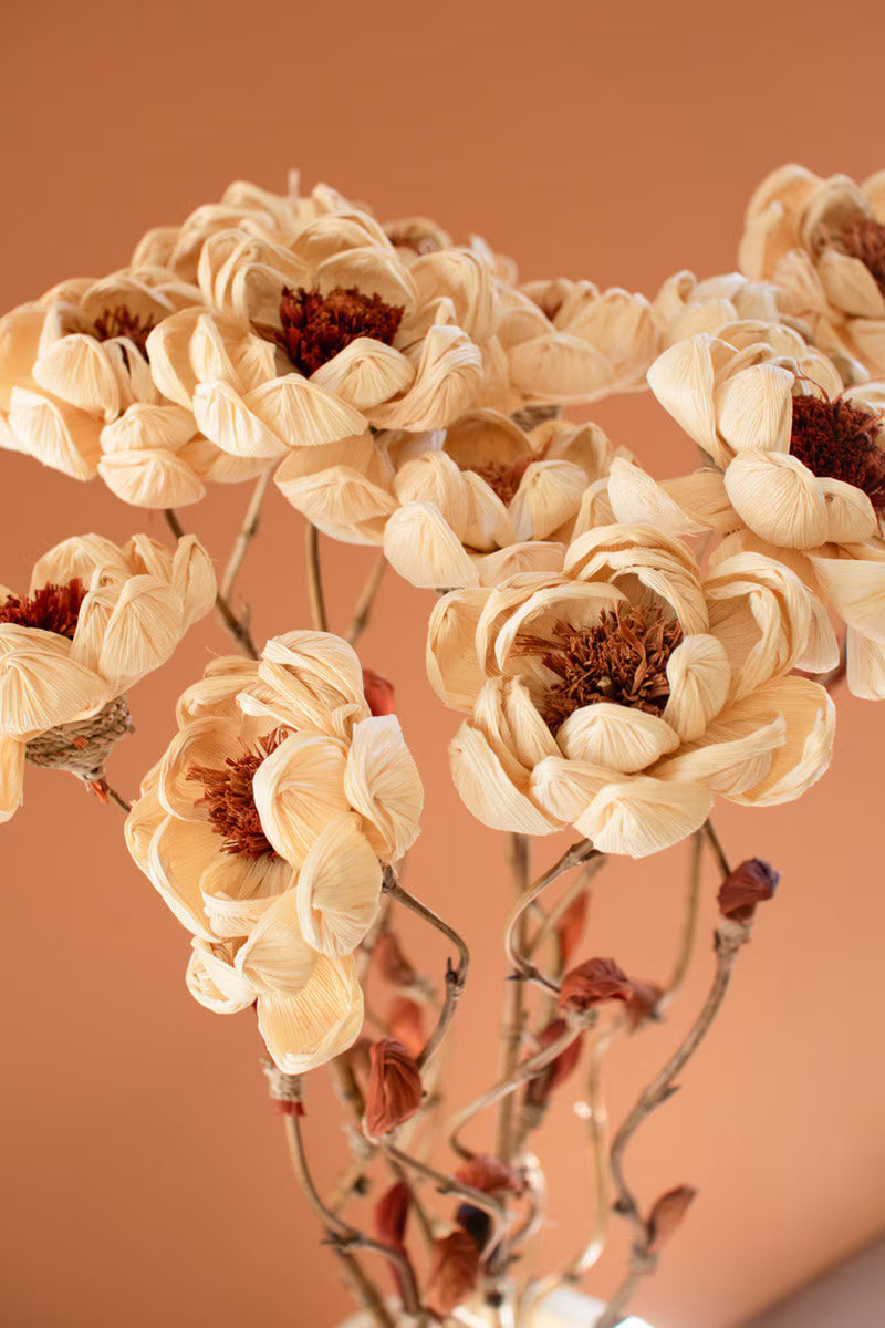Magnolia Set of 12 Cornhusk Botanicals on a Bamboo Stem