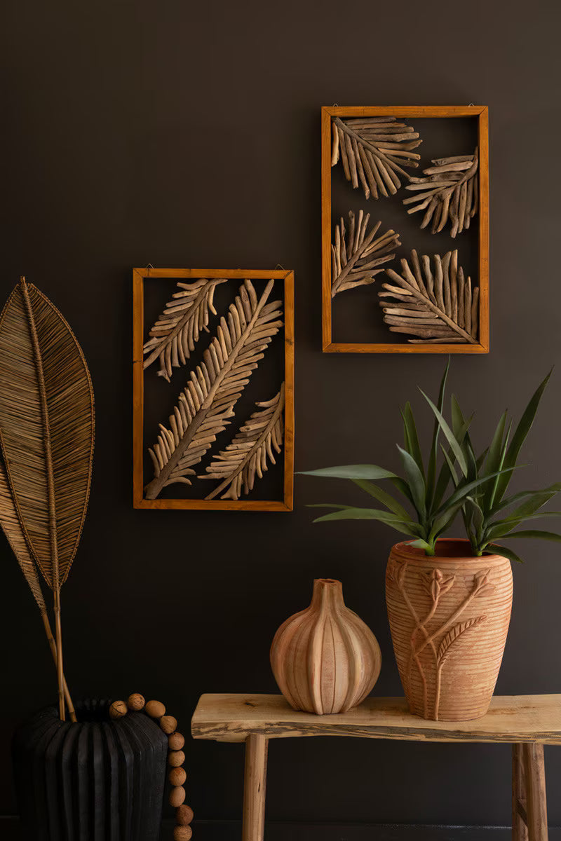Set of 2 Framed Driftwood Leaves