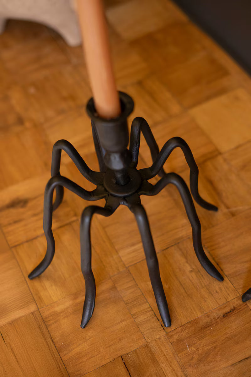 Set of 2 Cast Iron Spider Taper Candleholders