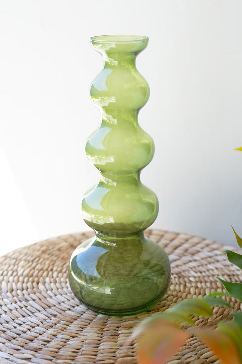 Green Small Glass Bubble Vase