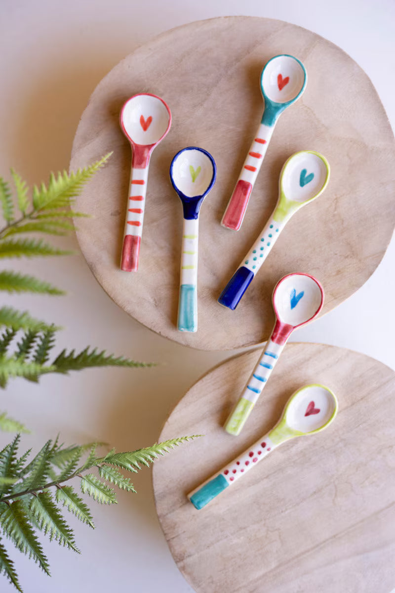 Set of 6 Decorative Ceramic Spoons