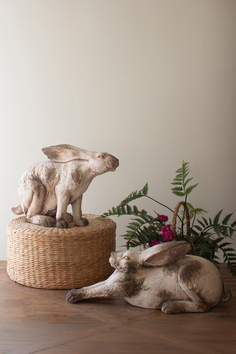 Faux Concrete Reclining Rabbit