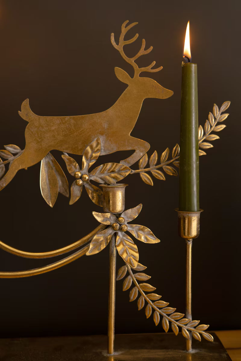 Metal Reindeer Taper Candelabra