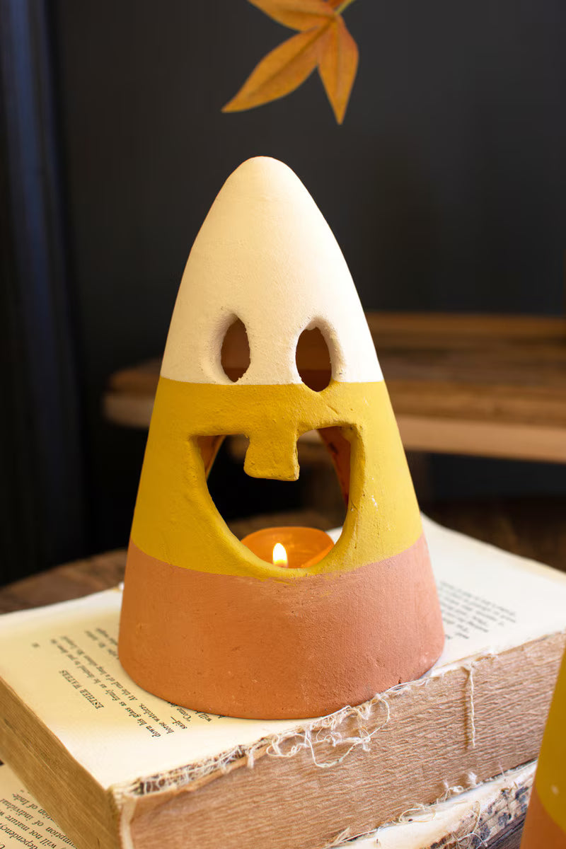Set of 2 Clay Candy Corn Lanterns