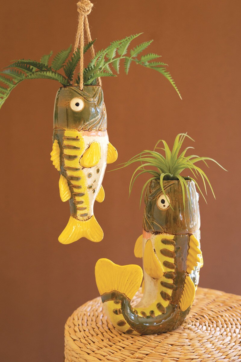 Hanging Ceramic Largemouth Bass Vase