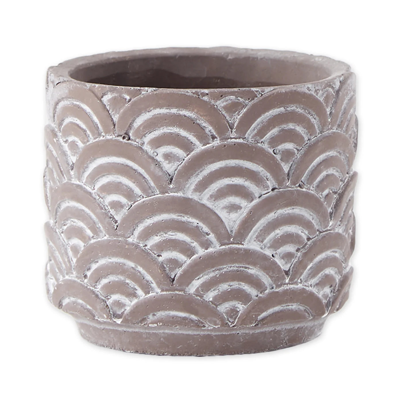 Black Scalloped Cement Flower Pot Set/2