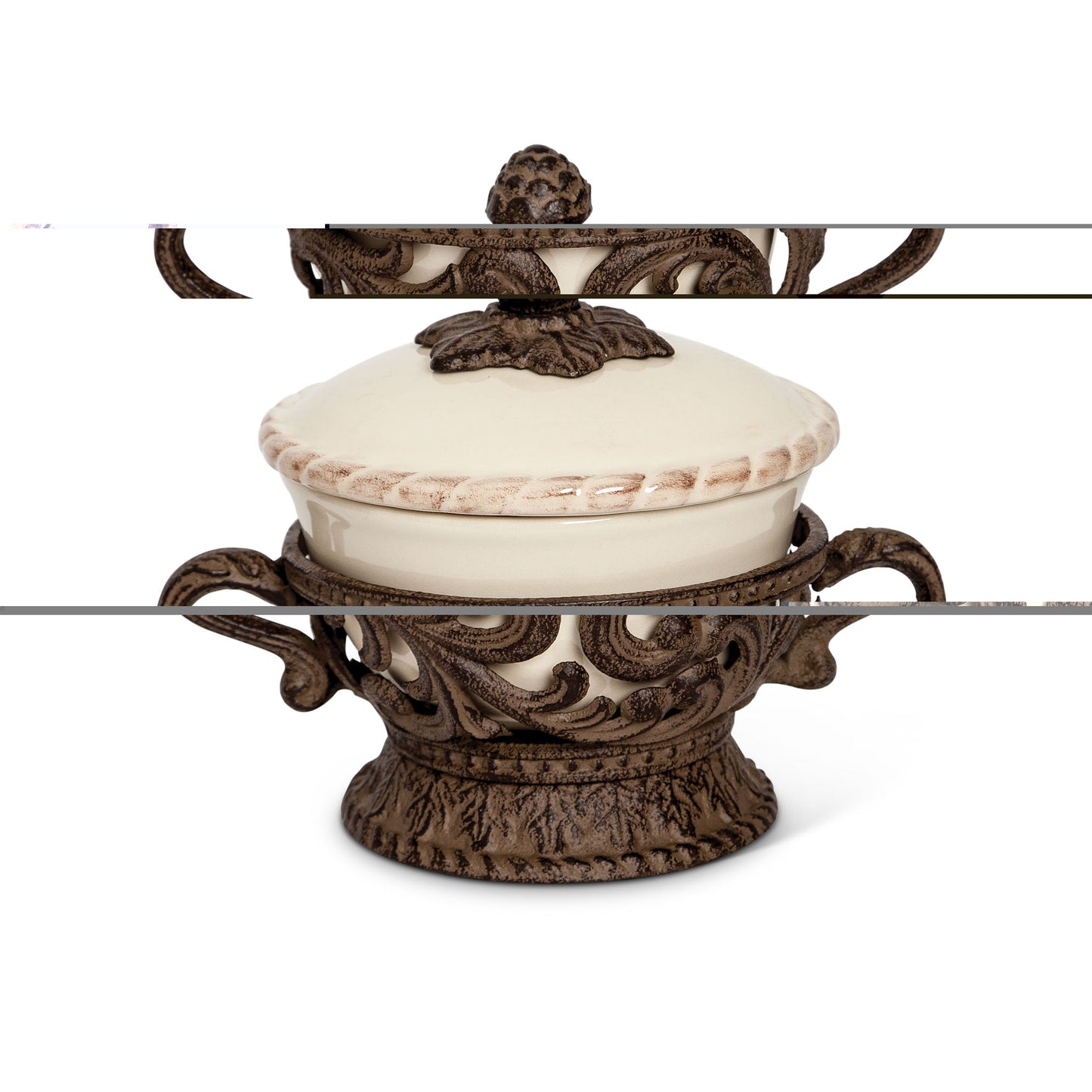 Brown Metal Acanthus Covered Bowl