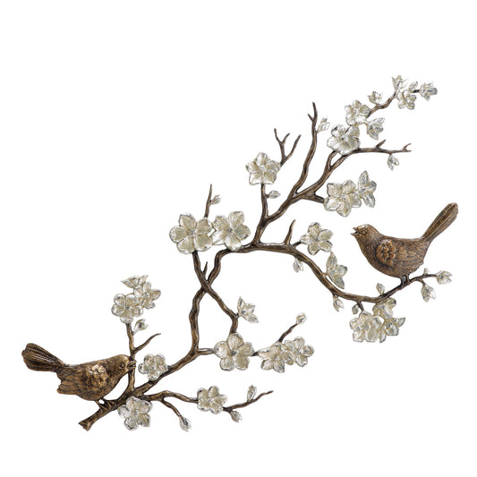 Birds And Cherry Blossom Wall Plaque