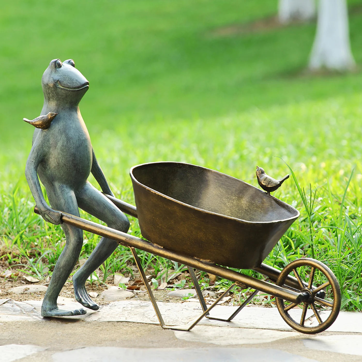 Frog and Bird Planter Holder