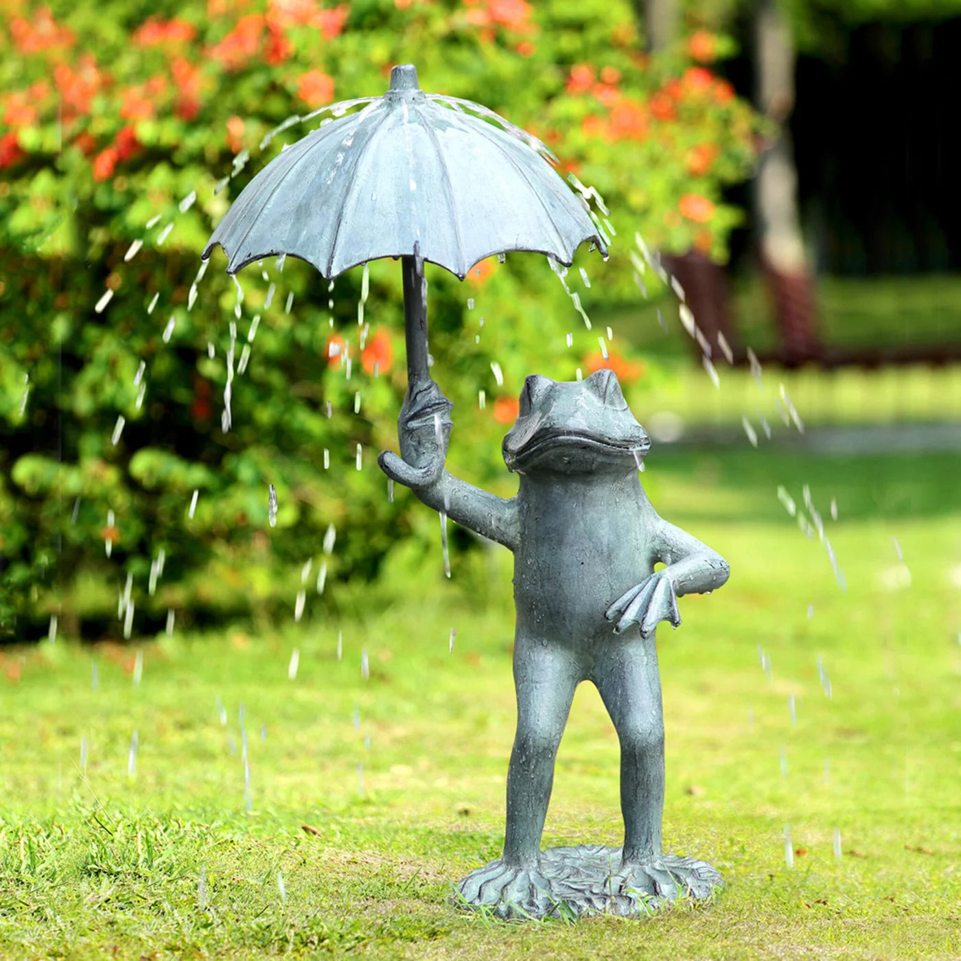 Frog With Umbrella Garden Spitter
