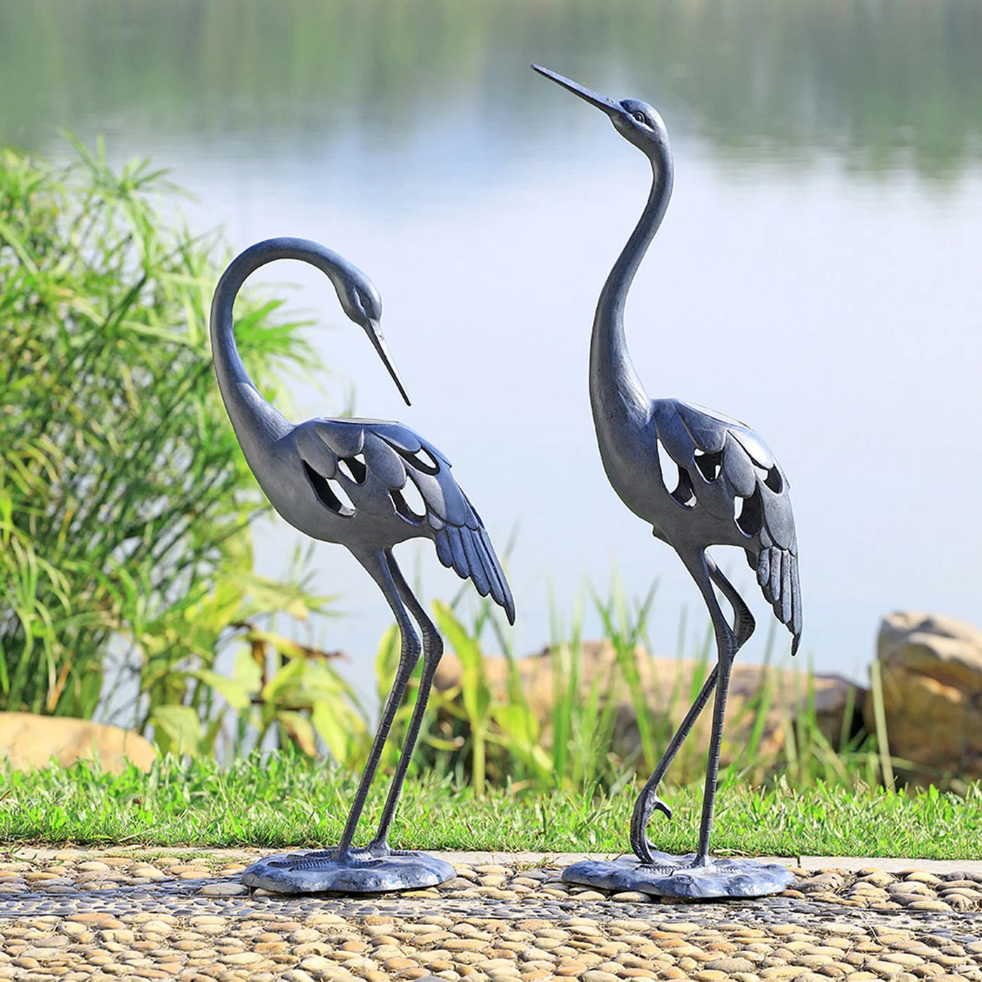 Crane Pair Garden Sculpture