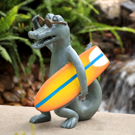 Surf's Up Gator Garden Sculpture
