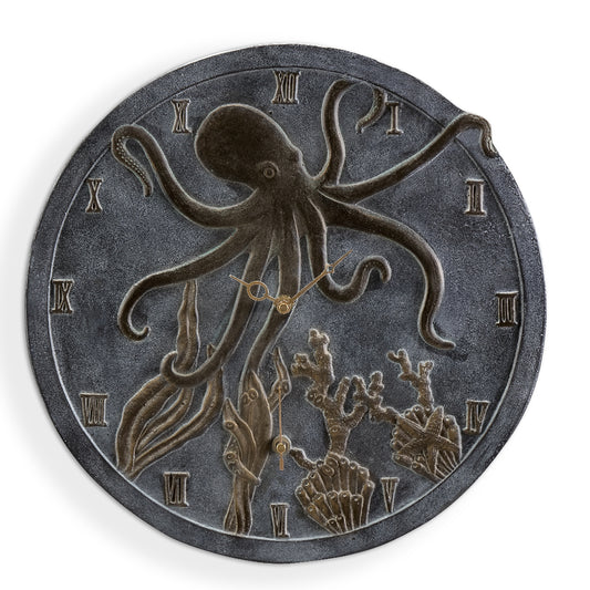 Octopus Wall Mounted Garden Clock & Thermometer