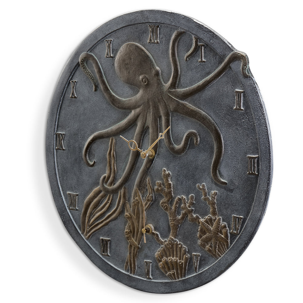Octopus Wall Mounted Garden Clock & Thermometer