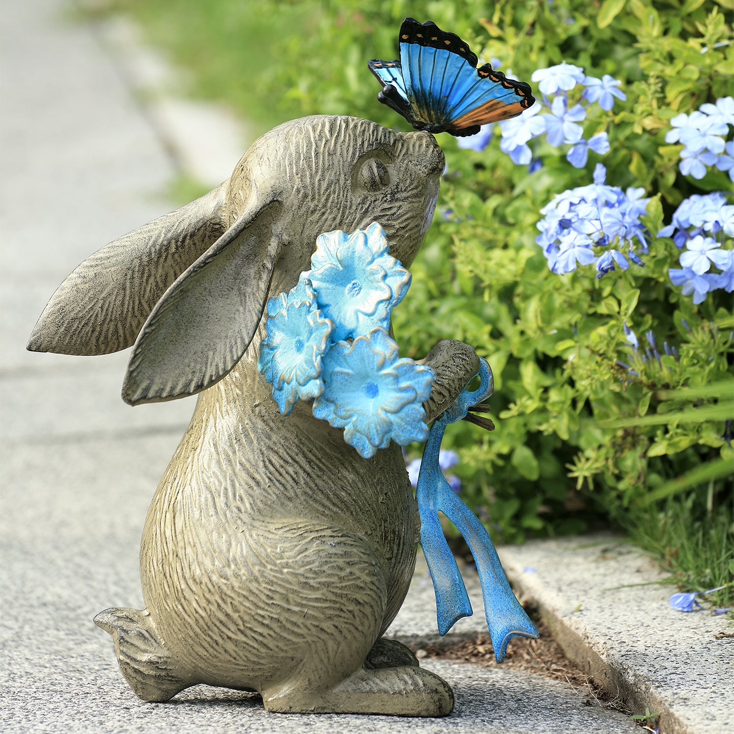 Bunny and Butterfly Garden Sculpture