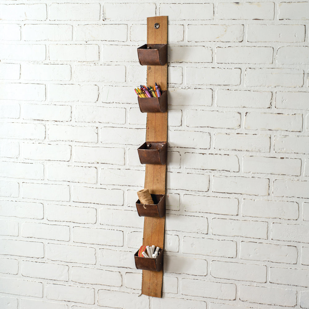 Hanging Utility Belt Organizer with 5 Metal Pockets