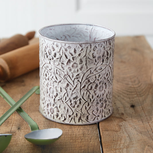 Wildflowers Stamped Metal Utensil Holder