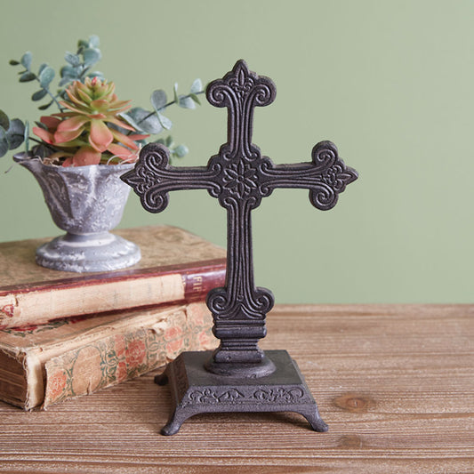 Ornate Cast Iron Cross Statue