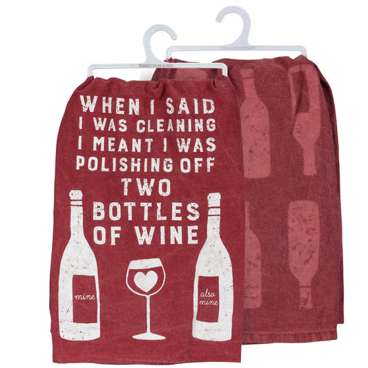 Polishing Off Two Bottles Of Wine Kitchen Towel