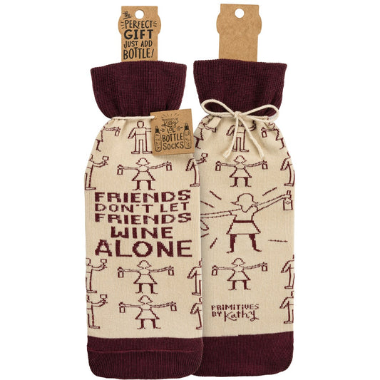 Don't Let Friends Wine Alone Bottle Sock