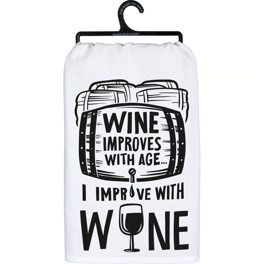 Wine Improves With Age Kitchen Towel