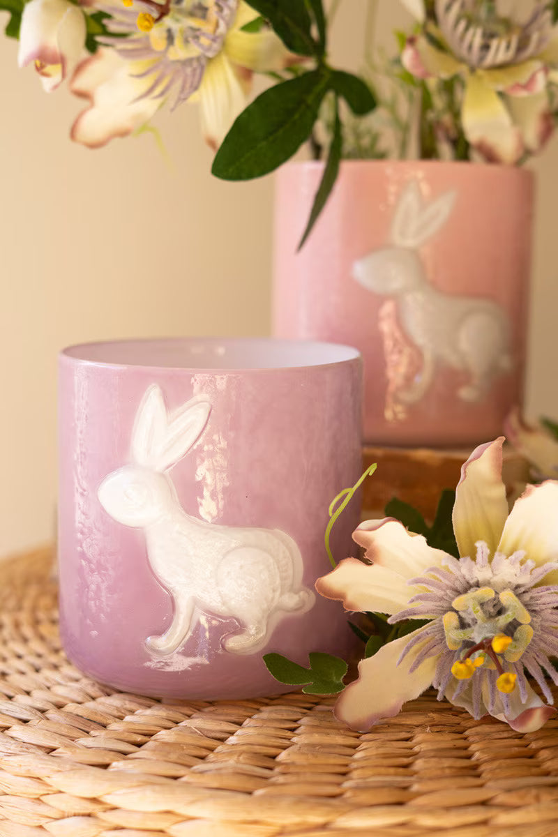 Set of 3 Colored Glass Bunny Vases