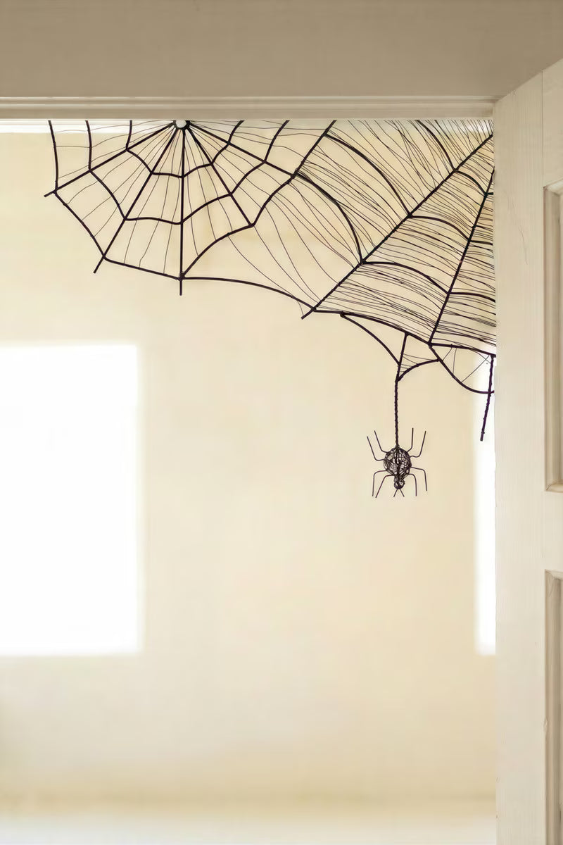 Wire Halloween Spider Web Corner Bracket