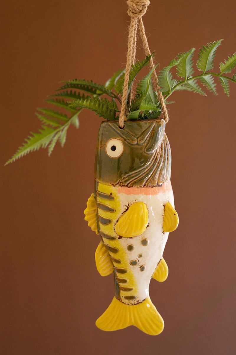 Hanging Ceramic Largemouth Bass Vase