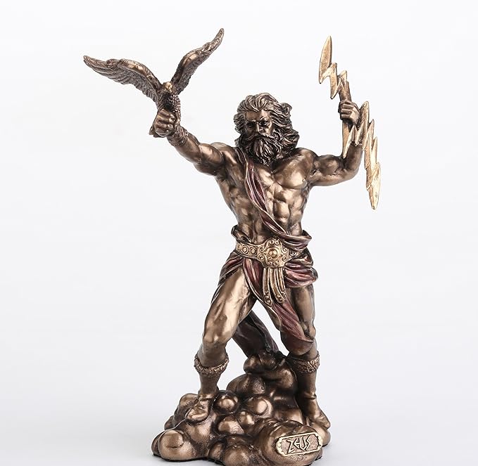Zeus Greek God Of The Sky Holding Thunderbolt With Eagle