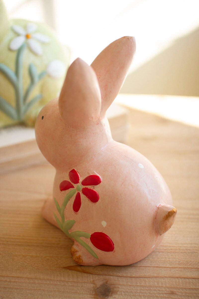 Set of 2 Colorful Faux Concrete Bunnies