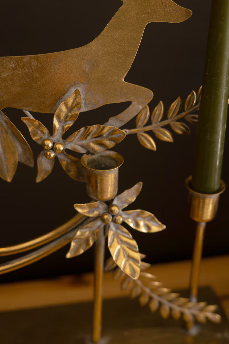 Metal Reindeer Taper Candelabra