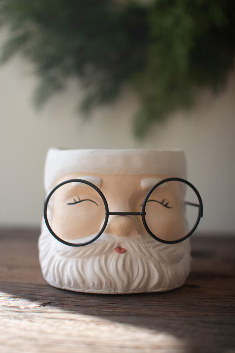 Set of 2 Concrete Santa Planters