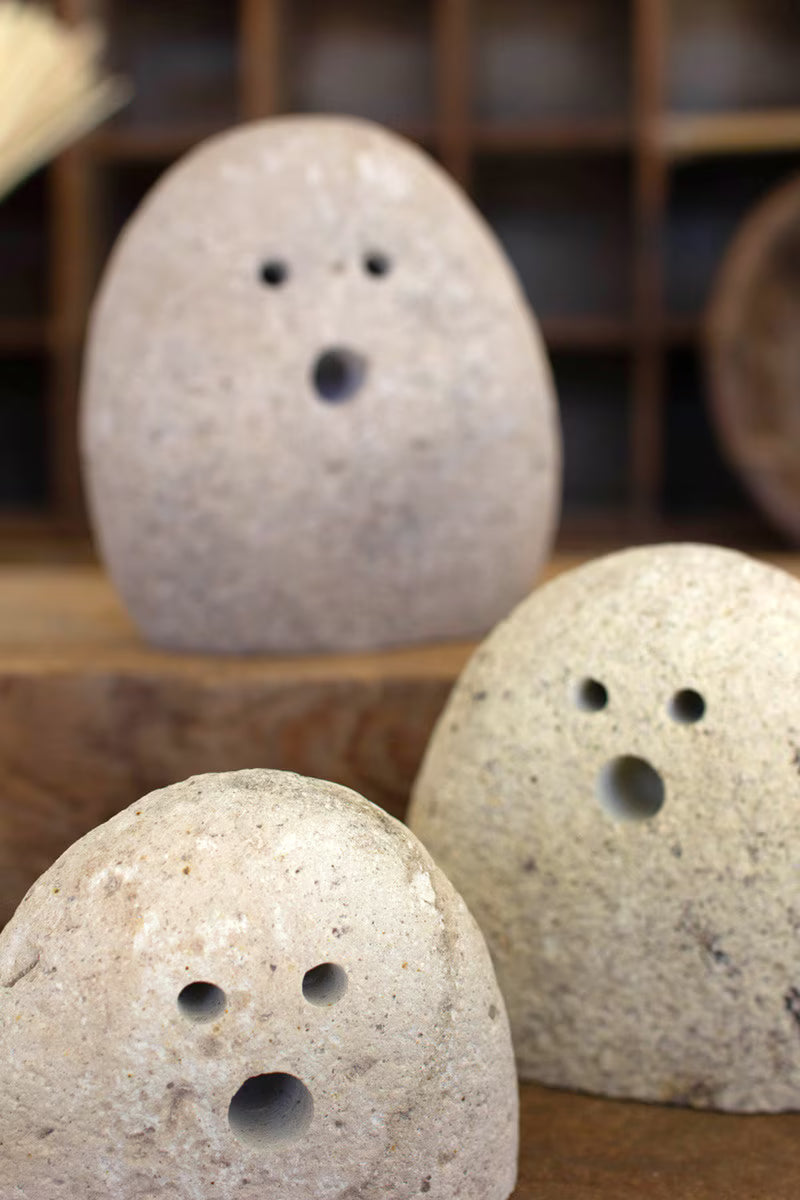 Set of 3 Tabletop River Rock Ghosts
