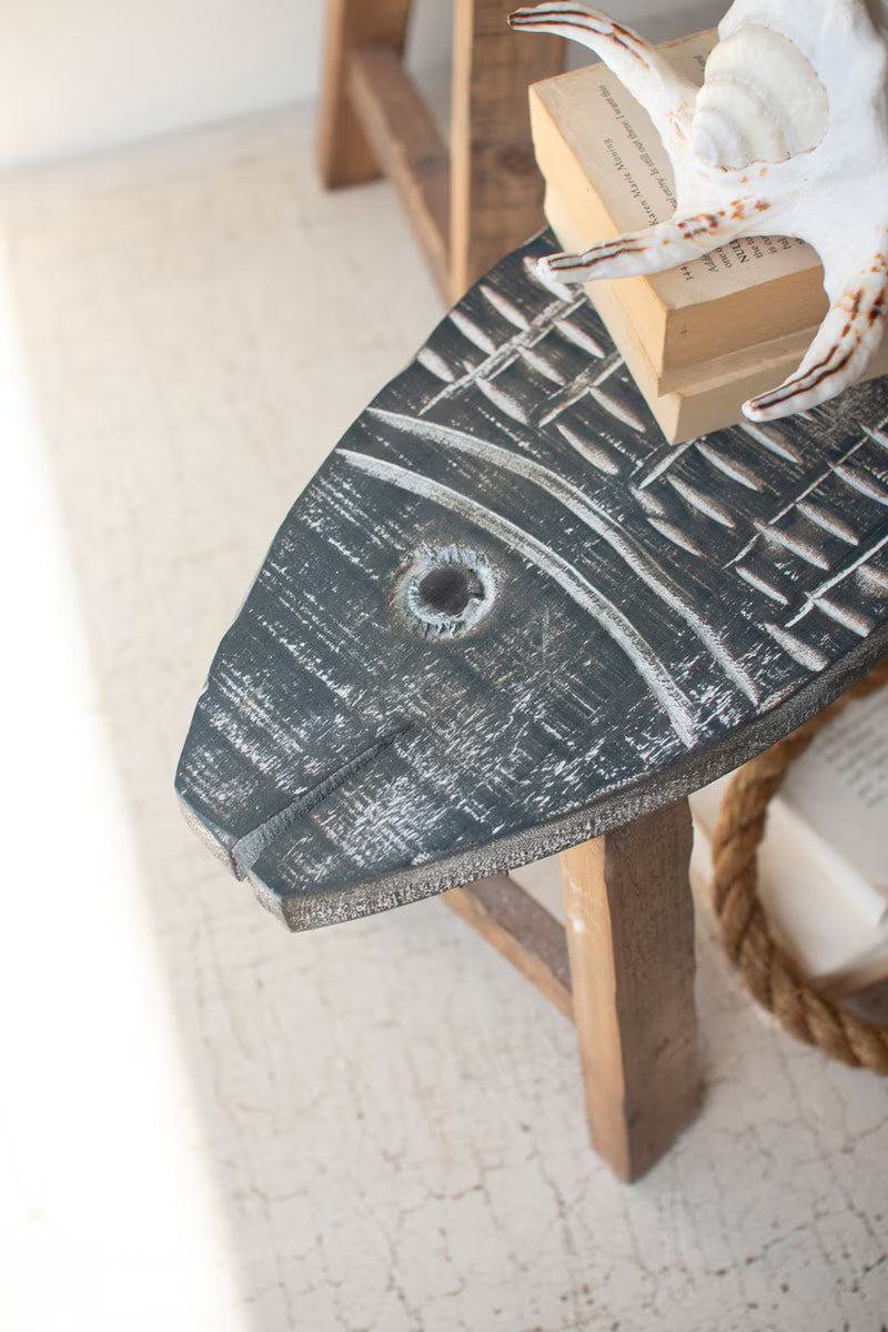 Set of 2 Wooden Fish Stools