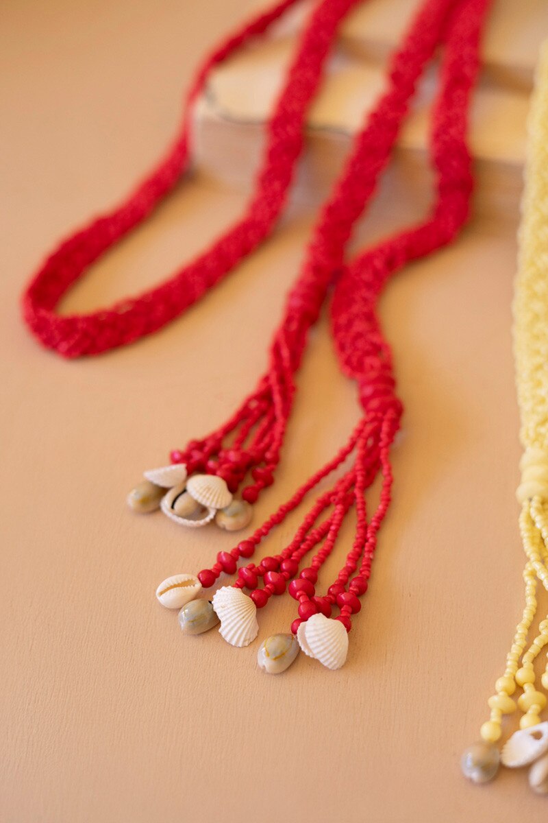 Saffron Seeded-Bead Belt