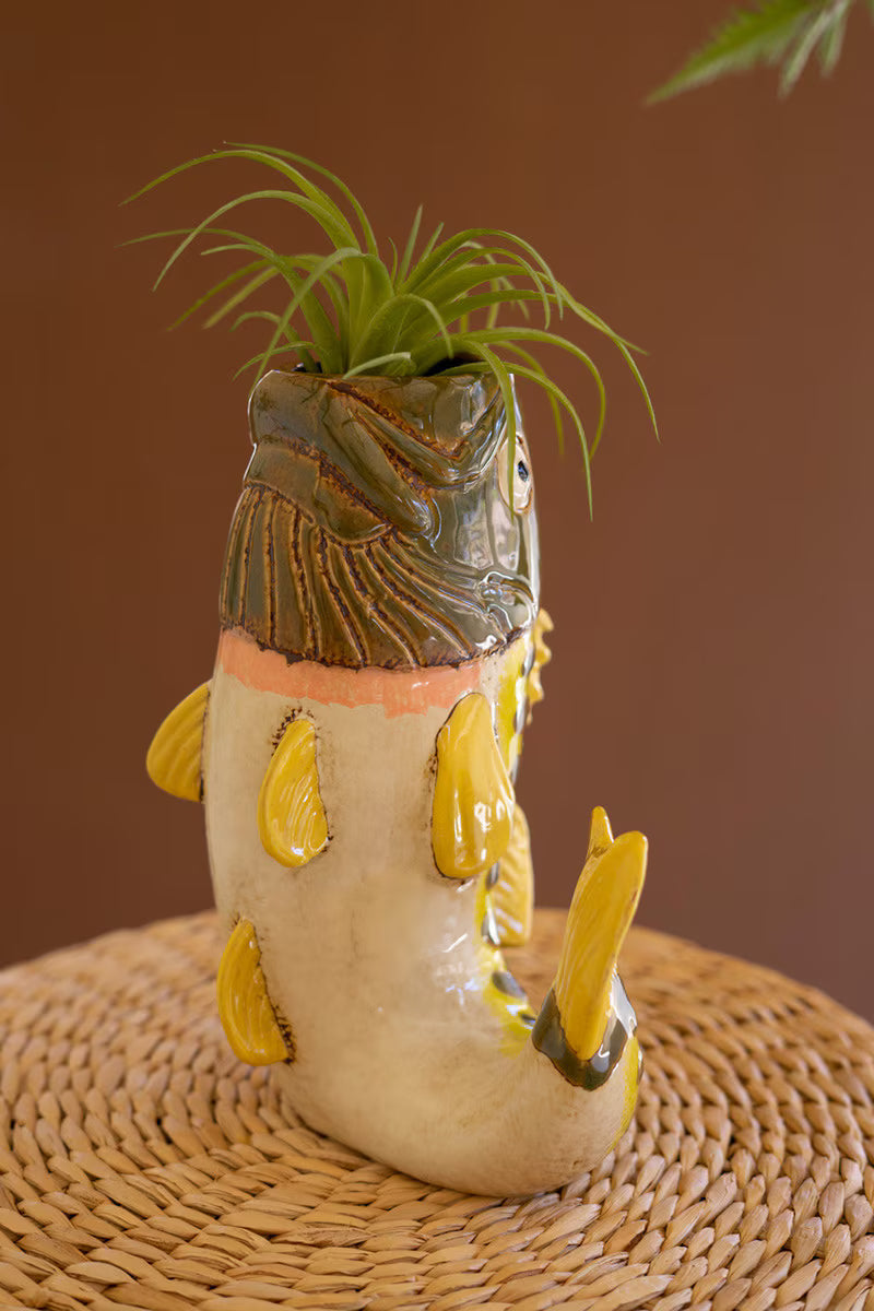 Tabletop Ceramic Largemouth Bass Vase
