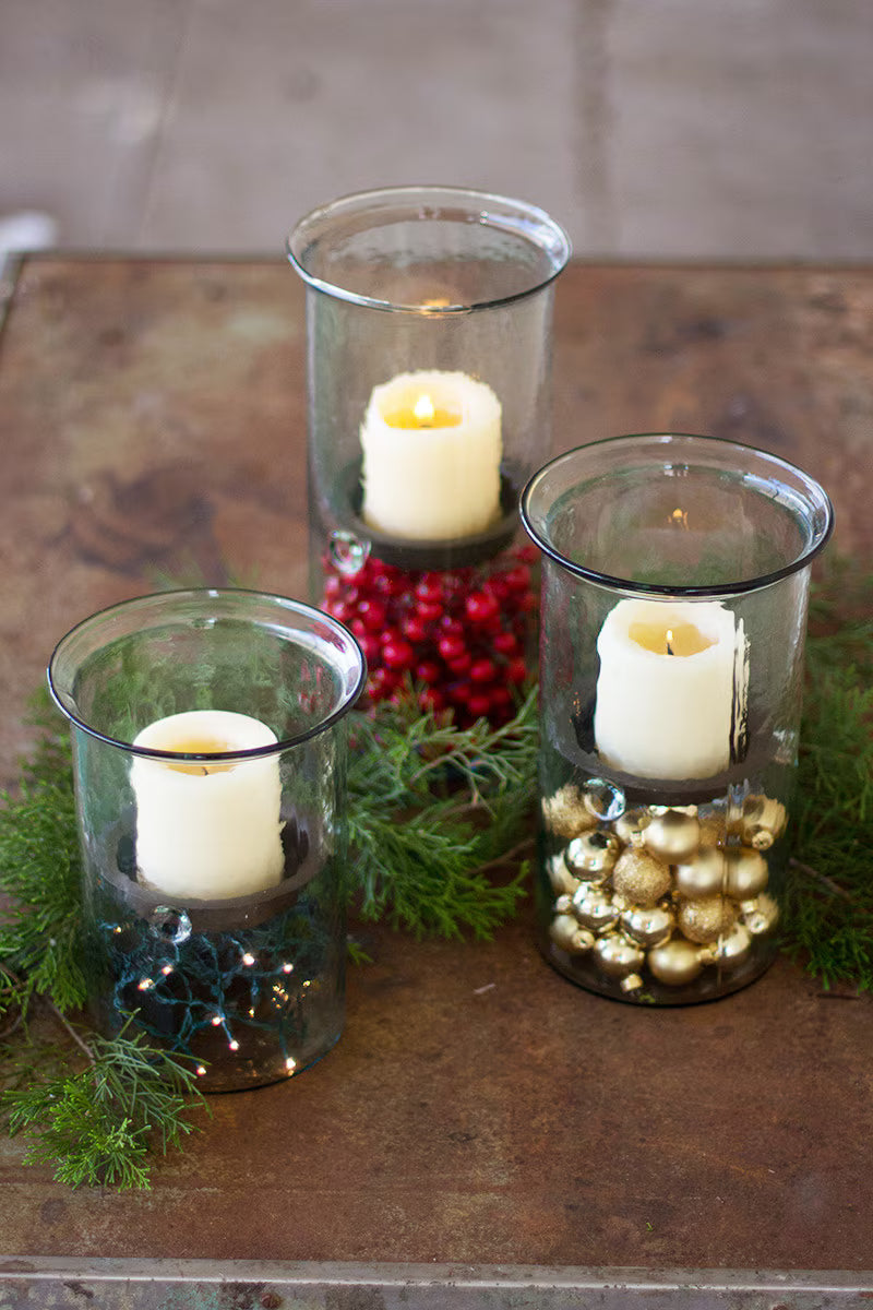 Medium Mini Glass Candle Cylinders with Rustic Insert