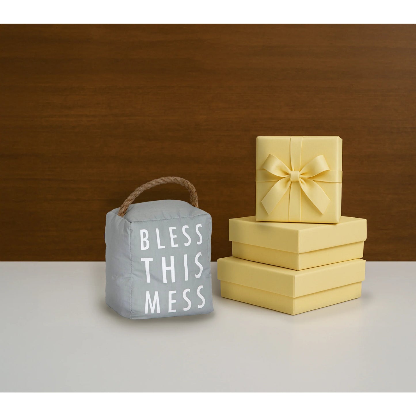 Bless this Mess - 5" x 6" Gray Door Stopper