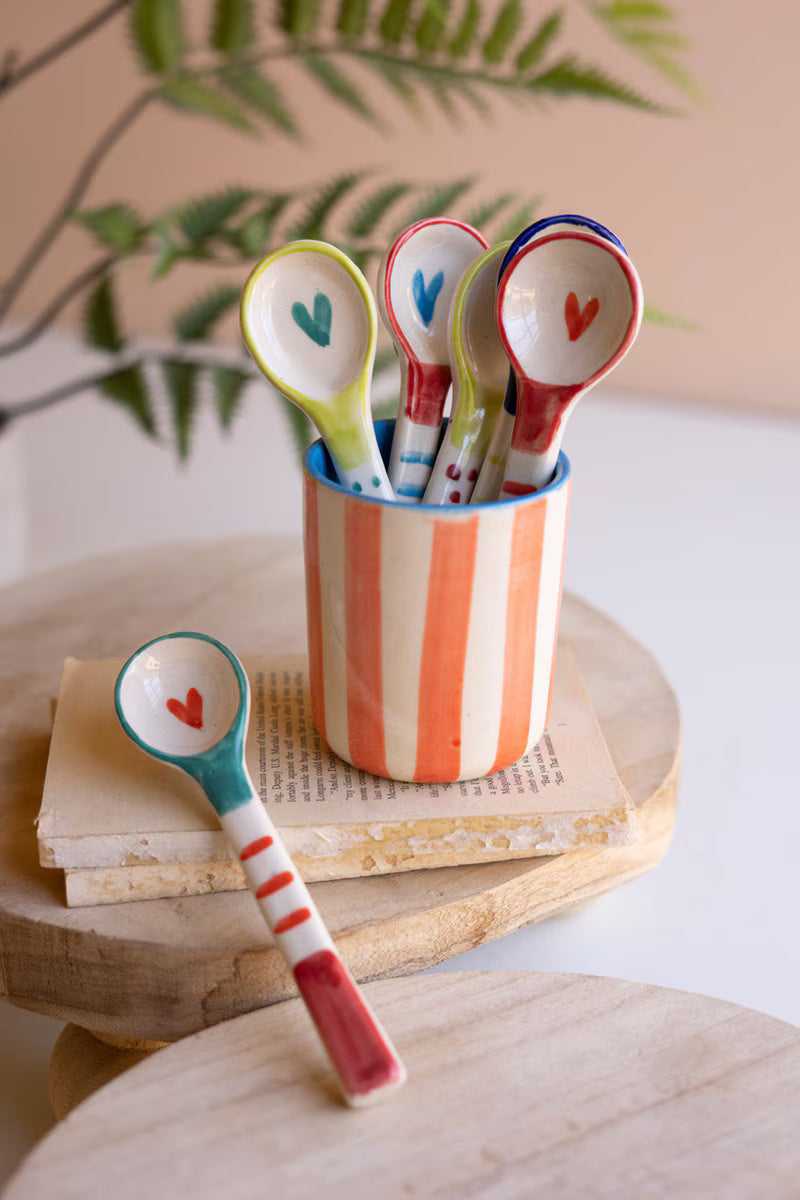 Set of 6 Decorative Ceramic Spoons