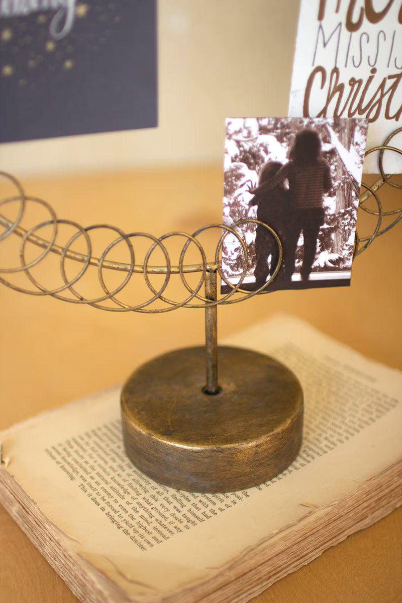Round Wire Christmas Card Holder on a Stand