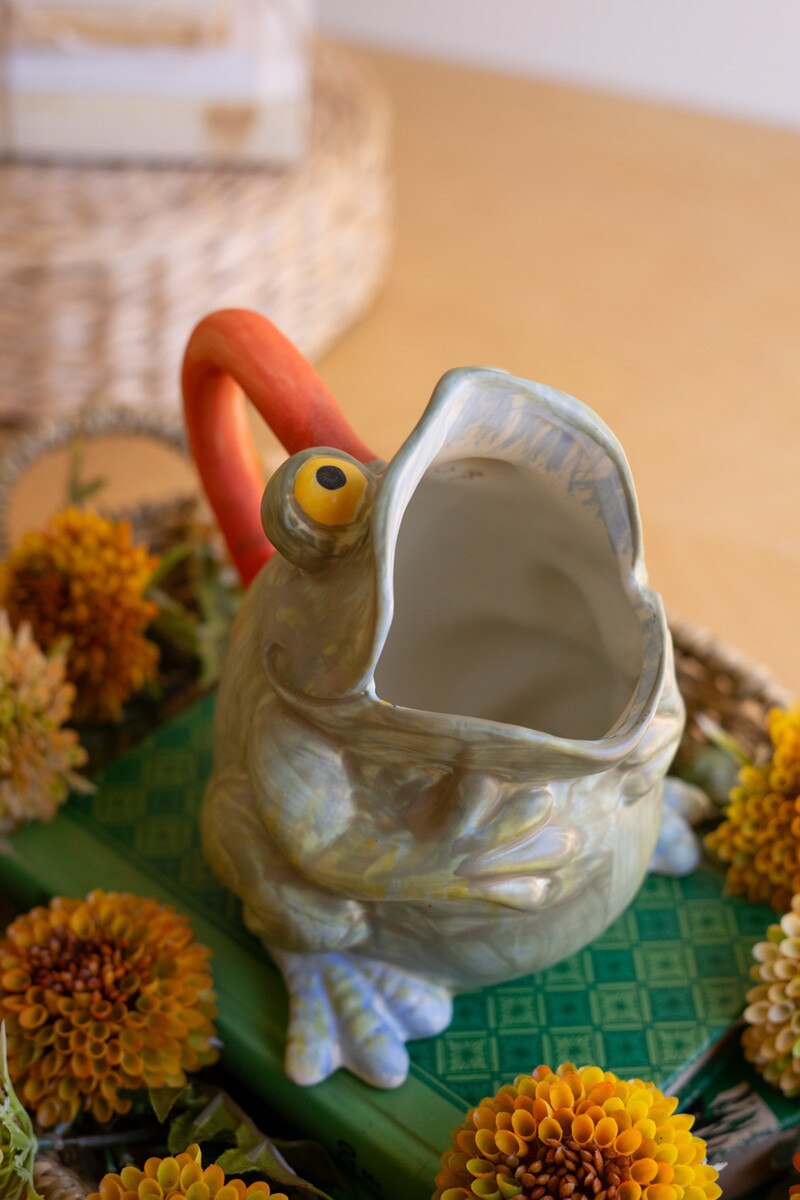 Ceramic Frog Pitcher Vase