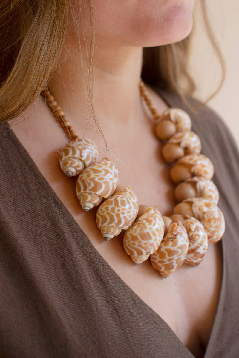 Shell and Wood Bead Necklace