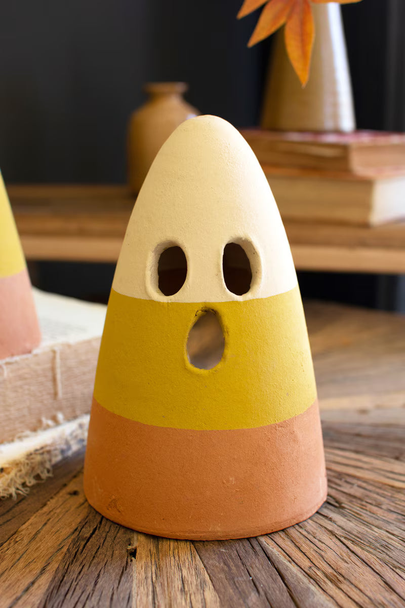 Set of 2 Clay Candy Corn Lanterns