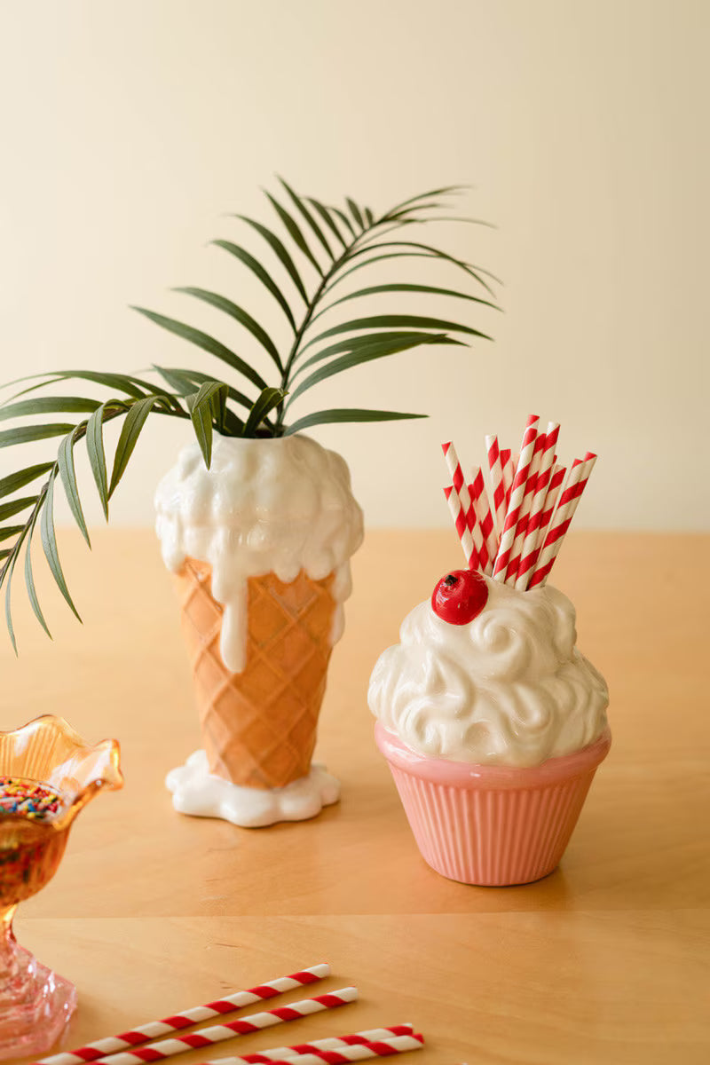 Ceramic Pink Cupcake Vase