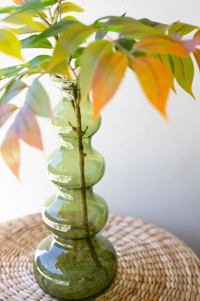 Green Small Glass Bubble Vase