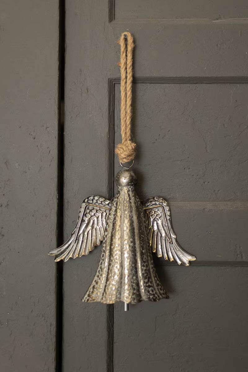 Rustic Metal Angel Bell Door Hanger