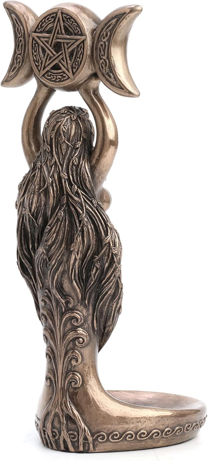 Triple Moon Hecate Spiral Goddess Wiccan Candle Holder Stand