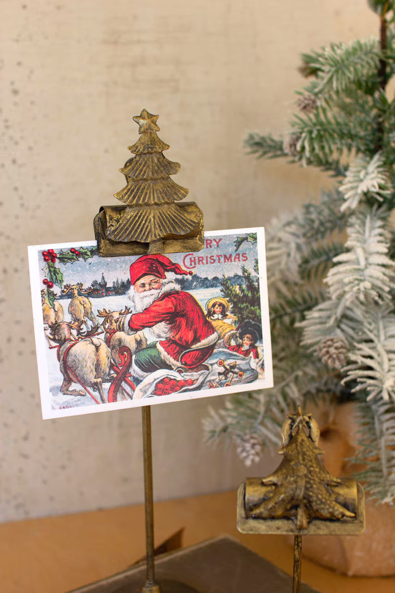 Set of 2 Christmas Tree Card Clips on Stands