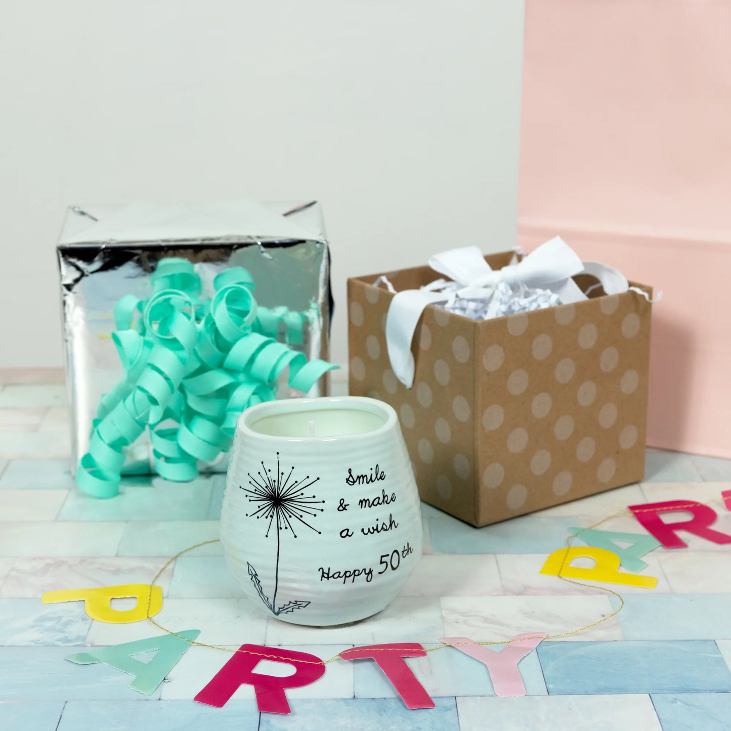 Happy 50th - 8 oz - 100% Soy Wax Candle Scent: Serenity